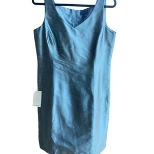 Ann Taylor Silk Shimmering Blue Sheath Dress
